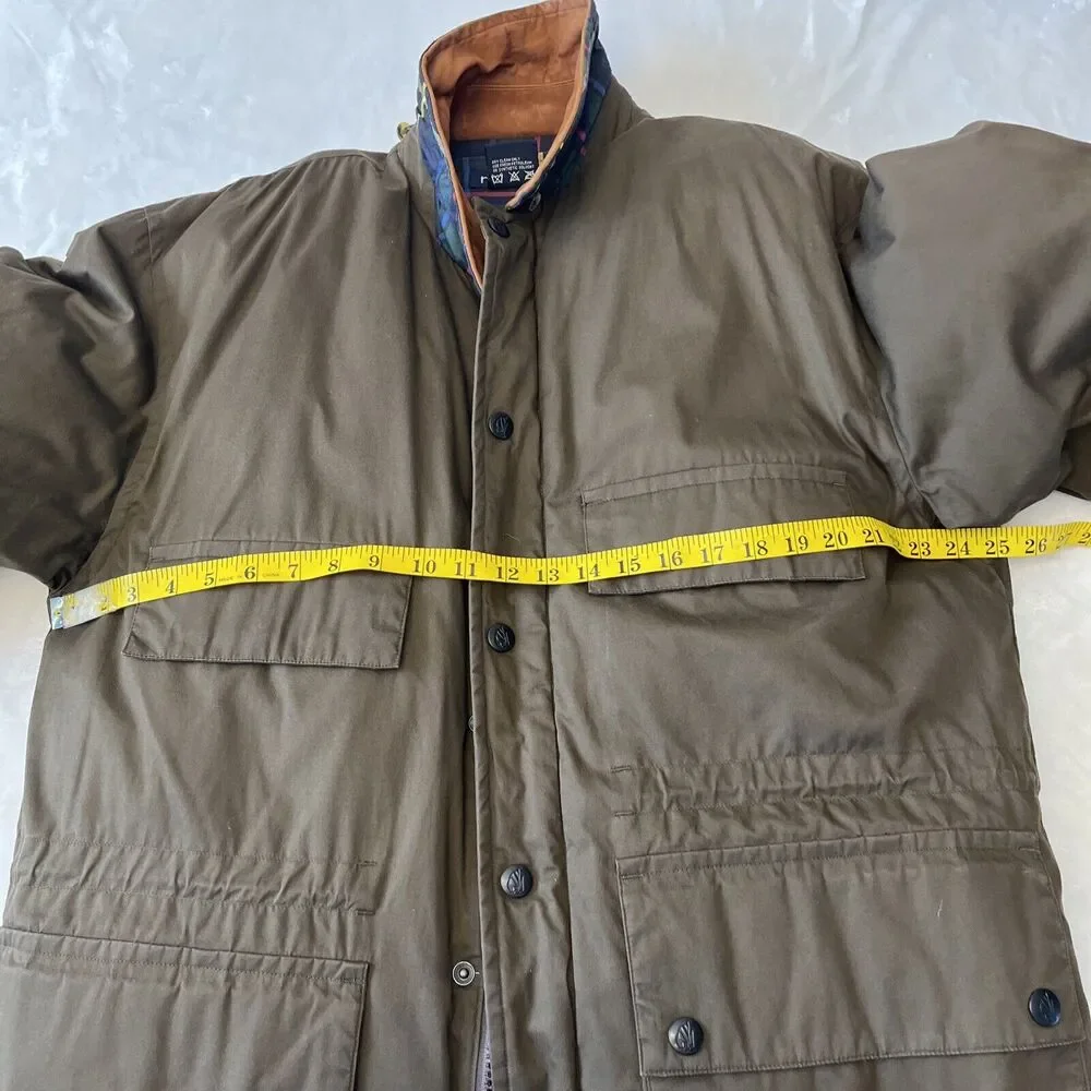 Nautica Down Filled Winter Coat Men's Brown Size M Leather Collar NO HOOD